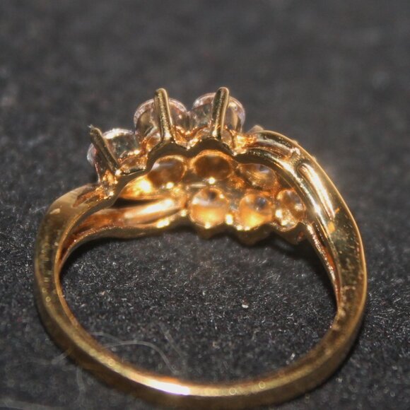 PAJ 14K Gold over 925 Sterling Sparkling White Topaz BLING Statement Ring - Picture 4 of 5